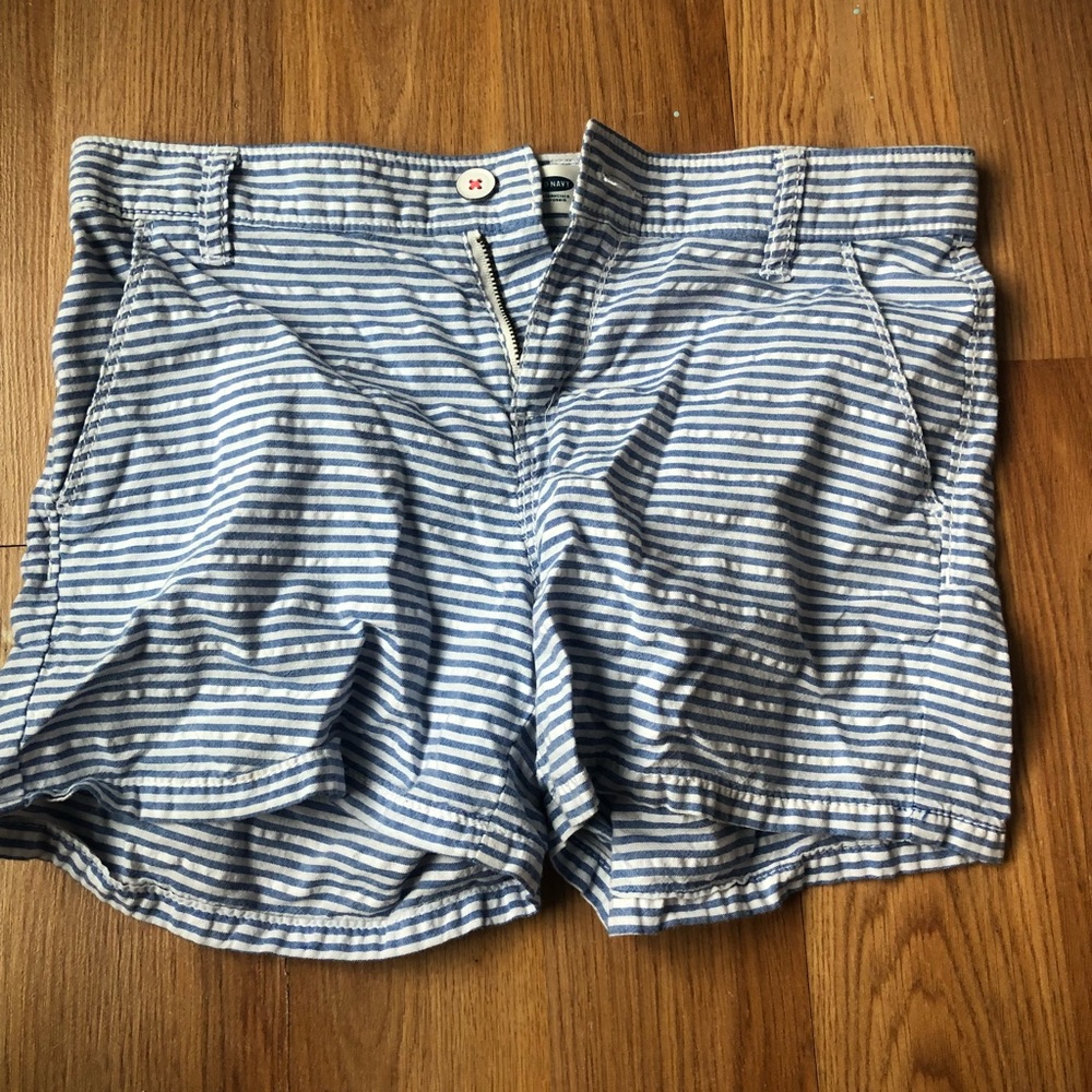 Blue and white striped shorts